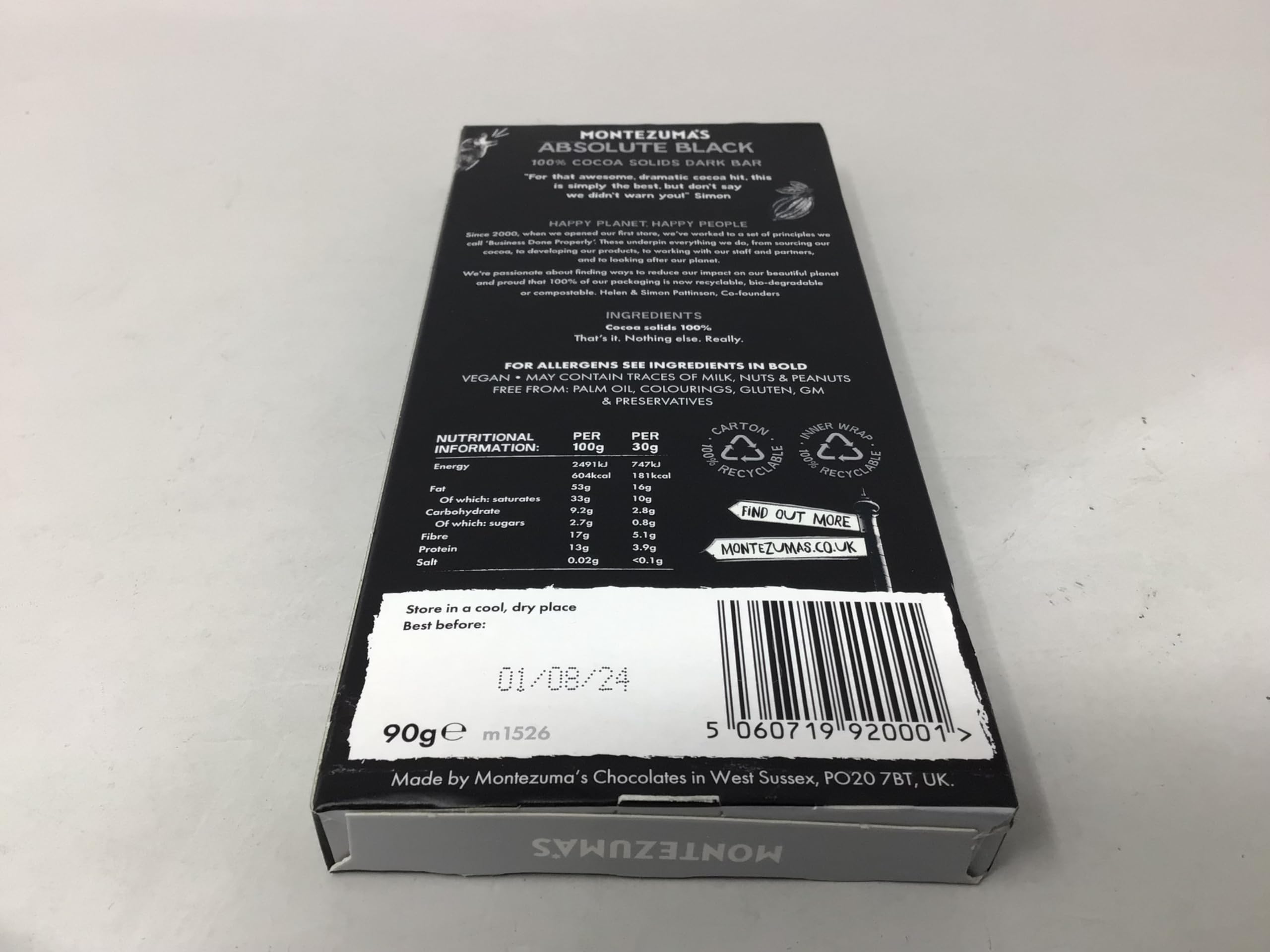 Amazon.com : Montezuma Dark Chocolate Absolute Black 100% Cocoa